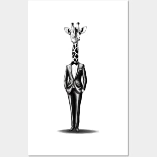 Giraffe In Suit Posters and Art